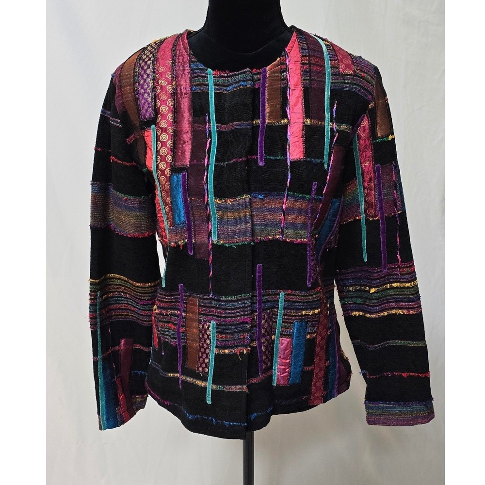 Choices patchwork mixed media jacket women PM multicolor Art to Wear Maximalist
